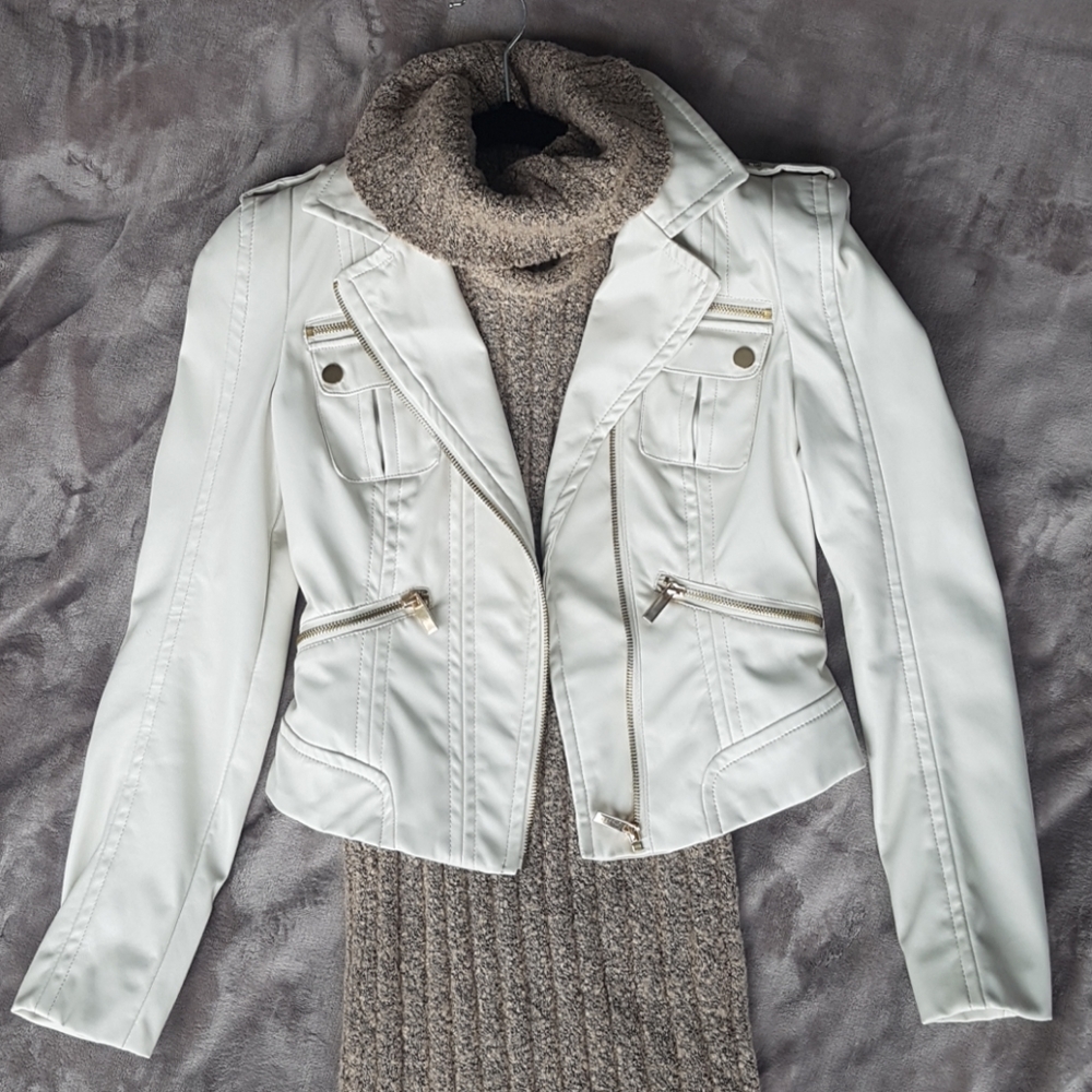 White faux leather jacket